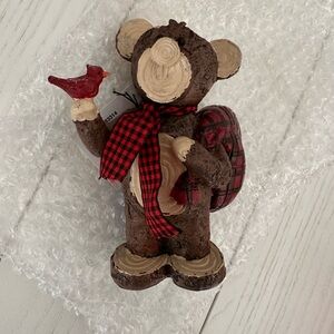 Holiday bear with cardinal